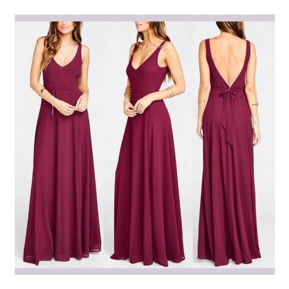 Show Me Your MuMu Jenn Maxi Dress Merlot Chiffon Large NWT - Picture 1 of 8
